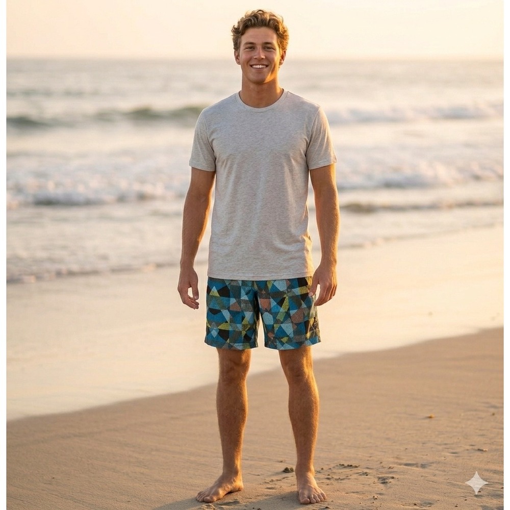 Prana Activewear Board Shorts Mens Size M Multicolor Geometric Surf Swim